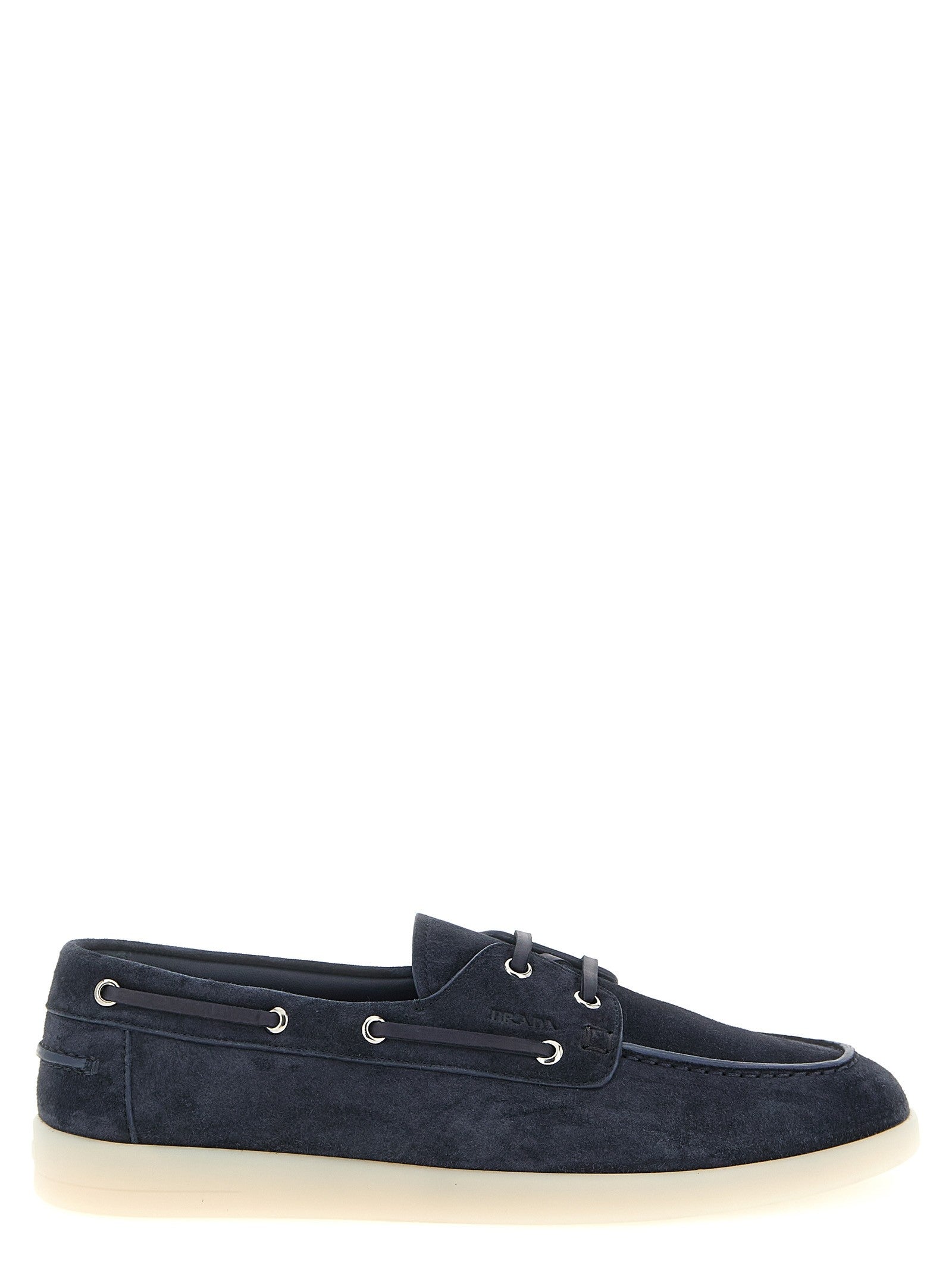 PRADA Suede Boat Shoe Blue