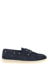 PRADA Suede Boat Shoe Blue