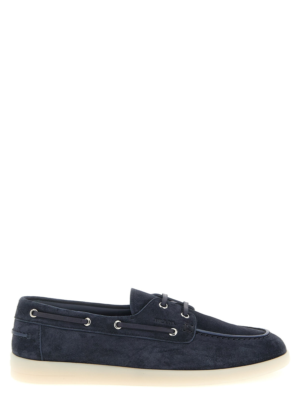 PRADA Suede Boat Shoe Blue