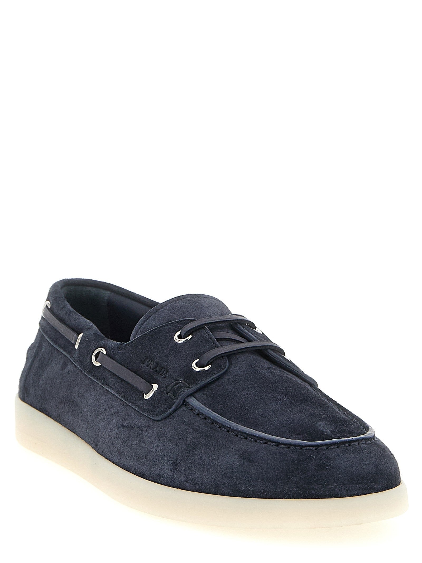 PRADA Suede Boat Shoe Blue