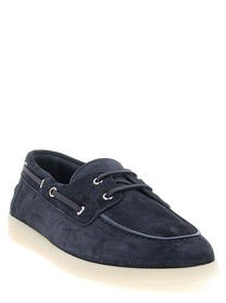 PRADA Suede Boat Shoe Blue