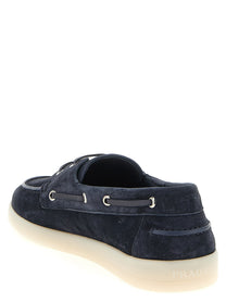 PRADA Suede Boat Shoe Blue