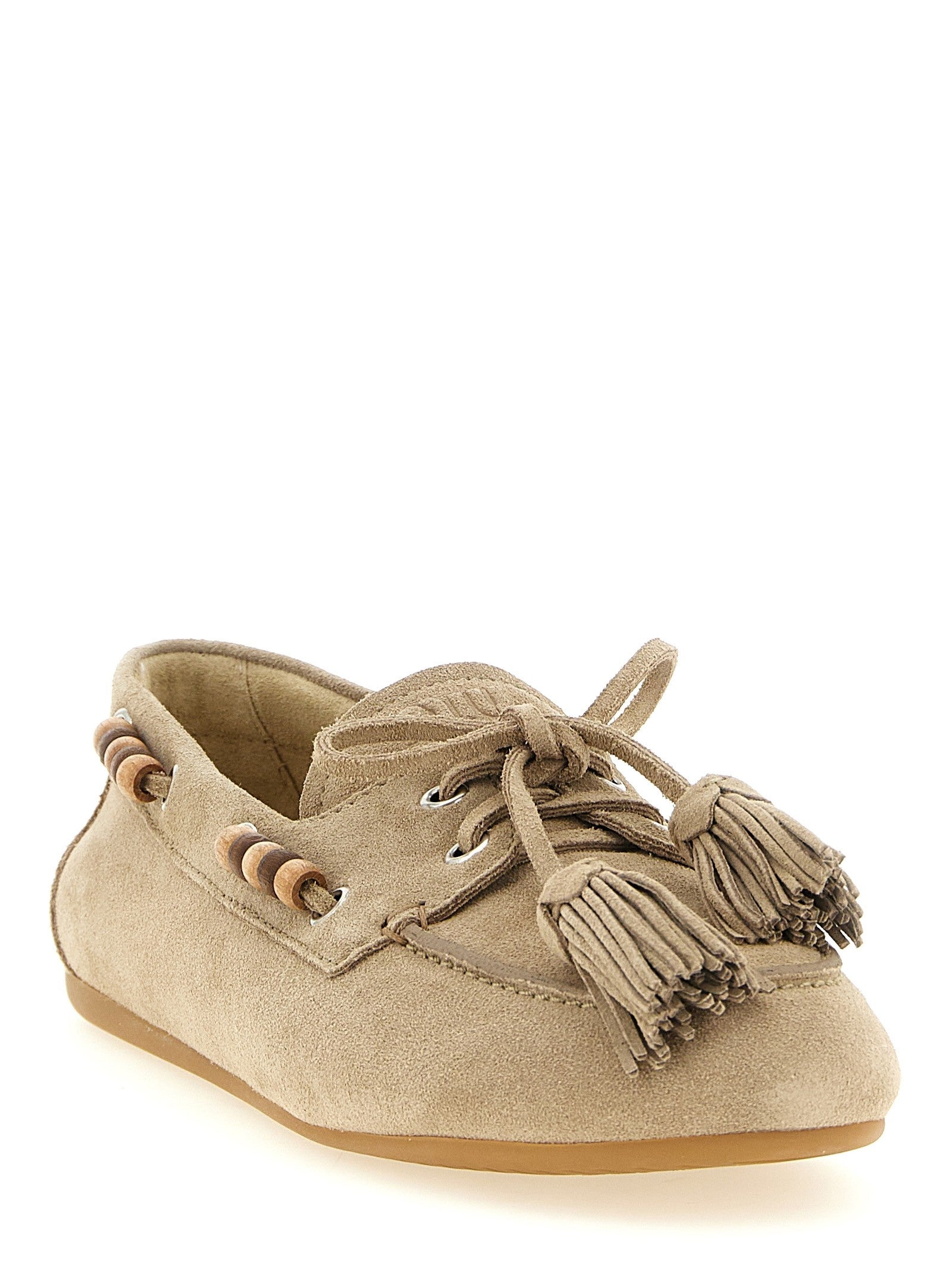 Miu Miu Suede Boat Shoe Beige