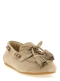 Miu Miu Suede Boat Shoe Beige