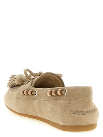 Miu Miu Suede Boat Shoe Beige