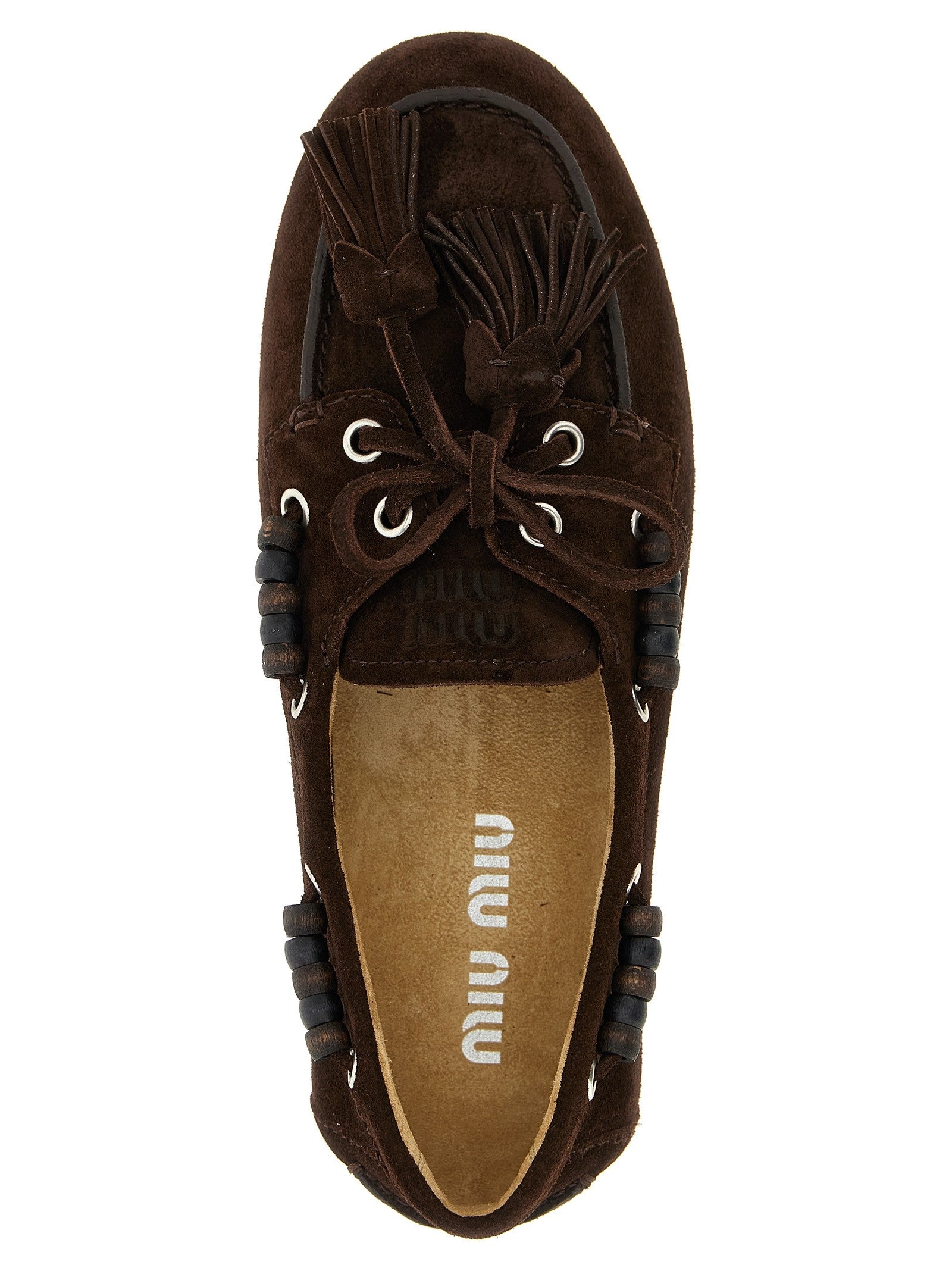 Miu Miu Suede Boat Shoe Brown