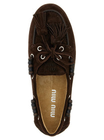 Miu Miu Suede Boat Shoe Brown