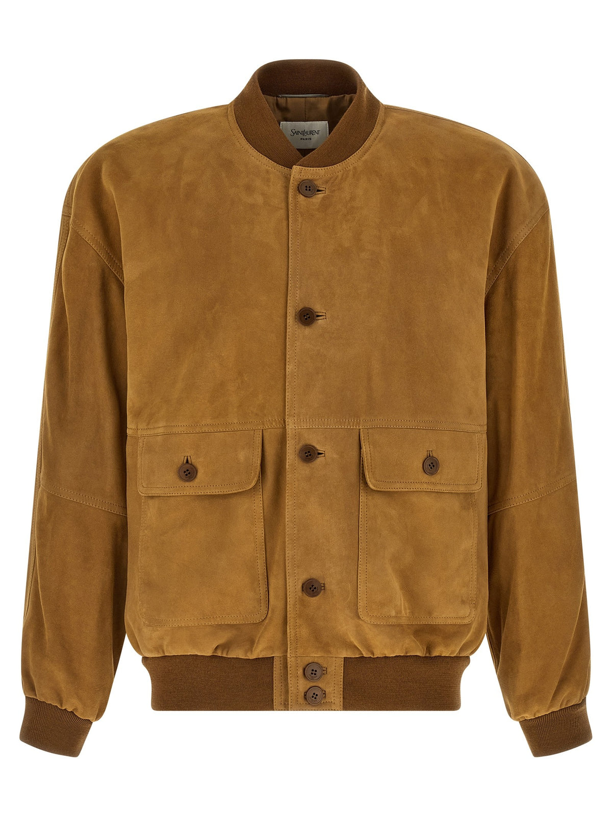 Saint Laurent Suede Bomber Jacket Brown
