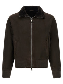 Giorgio Brato Suede Bomber Jacket Brown