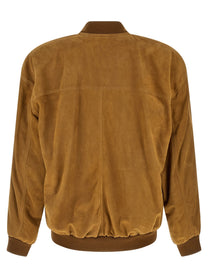 Saint Laurent Suede Bomber Jacket Brown