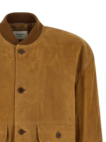 Saint Laurent Suede Bomber Jacket Brown