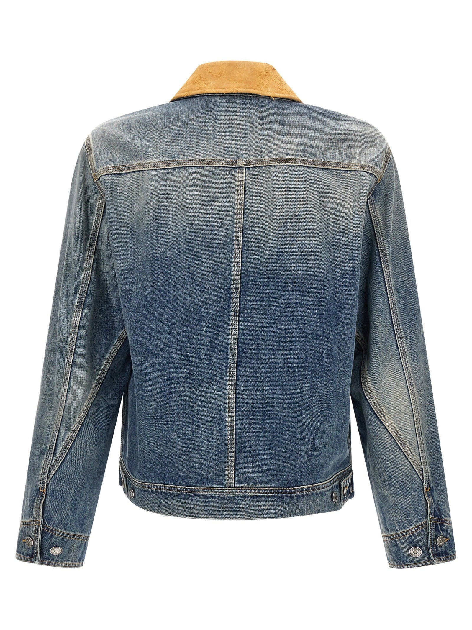 Alexander McQueen Suede Denim Jacket Blue