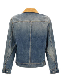 Alexander McQueen Suede Denim Jacket Blue