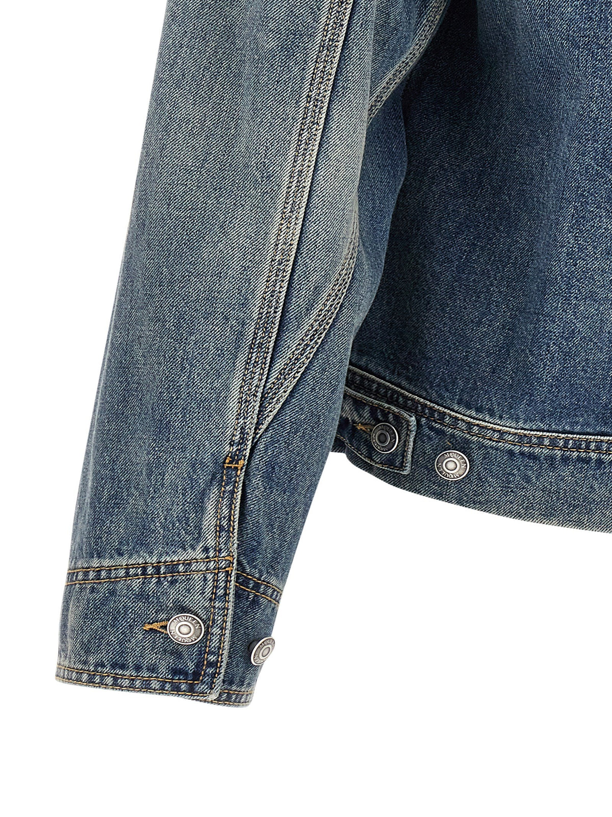 Alexander McQueen Suede Denim Jacket Blue