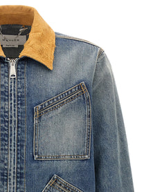 Alexander McQueen Suede Denim Jacket Blue