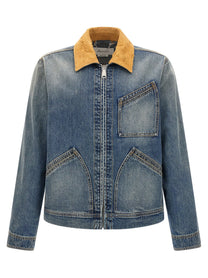 Alexander McQueen Suede Denim Jacket Blue