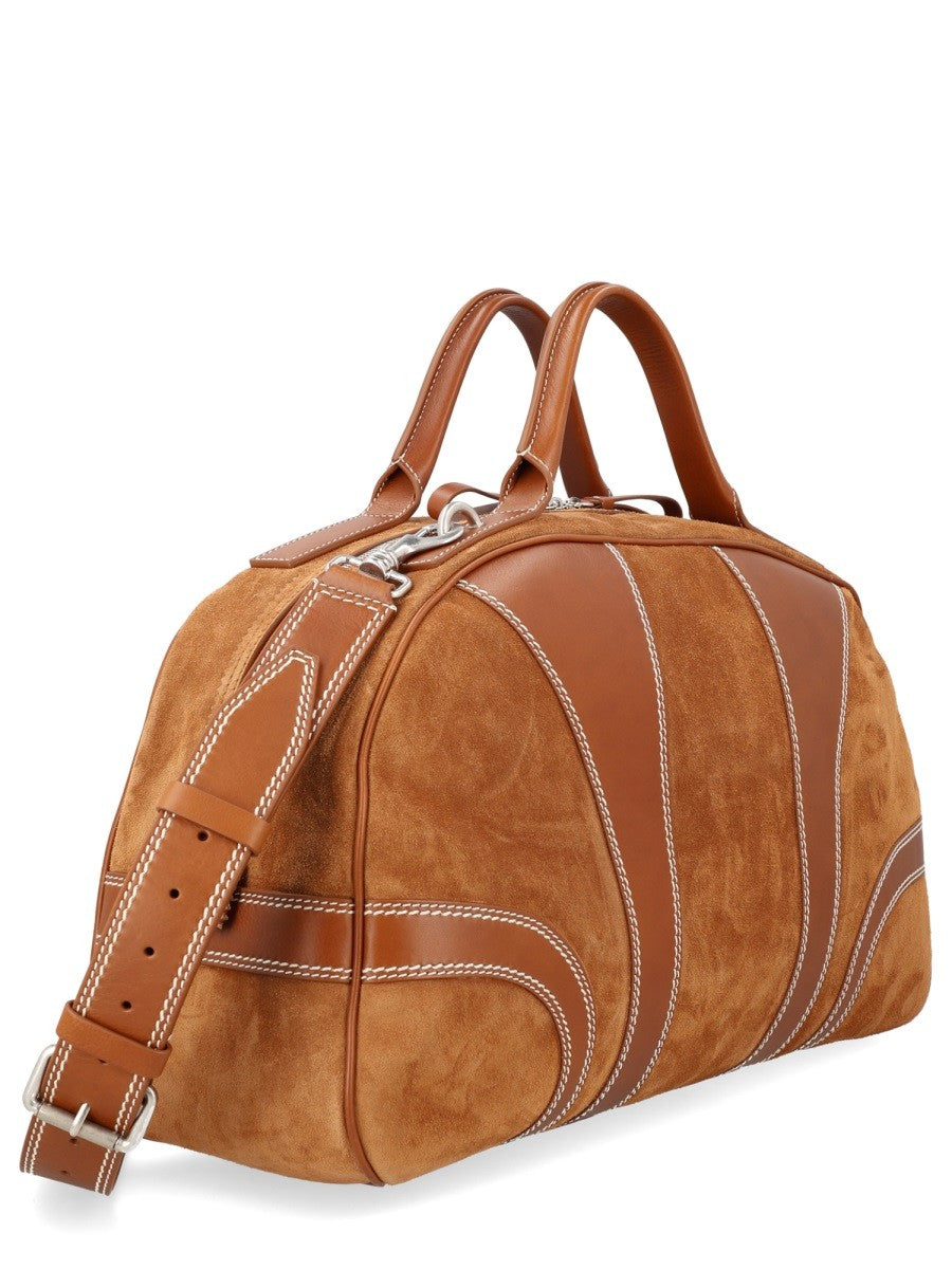 Dries Van Noten Men's Suede Duffle Bag Brown