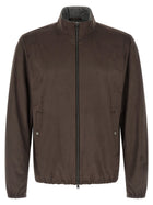 Herno Suede Effect Jacket Brown