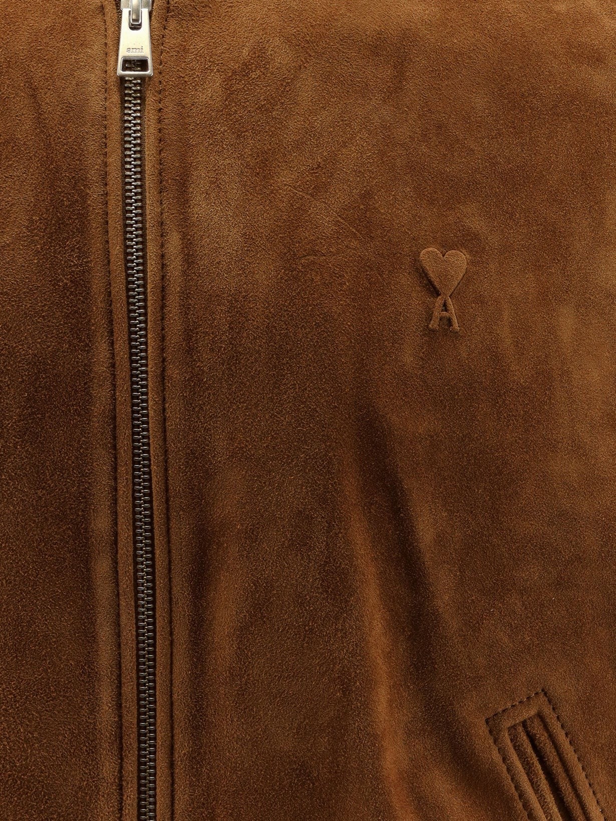 Ami Paris Men's Suede Goatskin Jacket TABAC