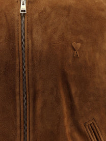 Ami Paris Men's Suede Goatskin Jacket TABAC