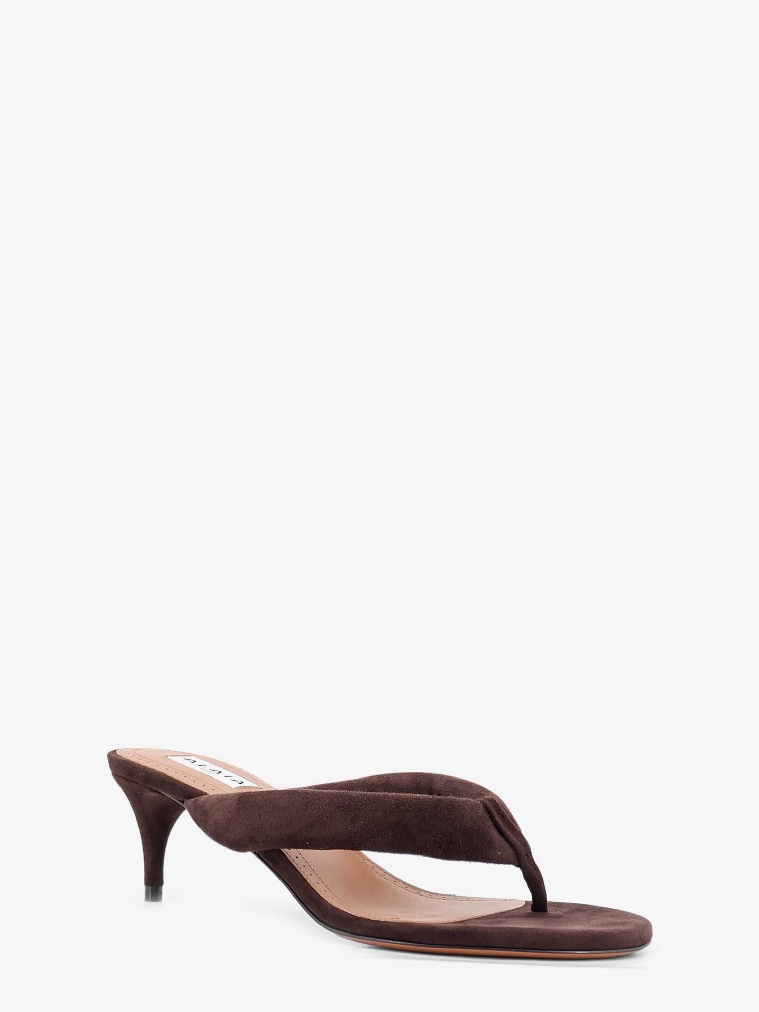 ALAÏA Women's Suede Heeled Sandals Brown