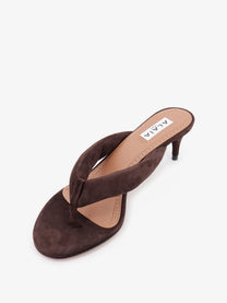 ALAÏA Women's Suede Heeled Sandals Brown