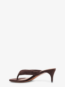 ALAÏA Women's Suede Heeled Sandals Brown