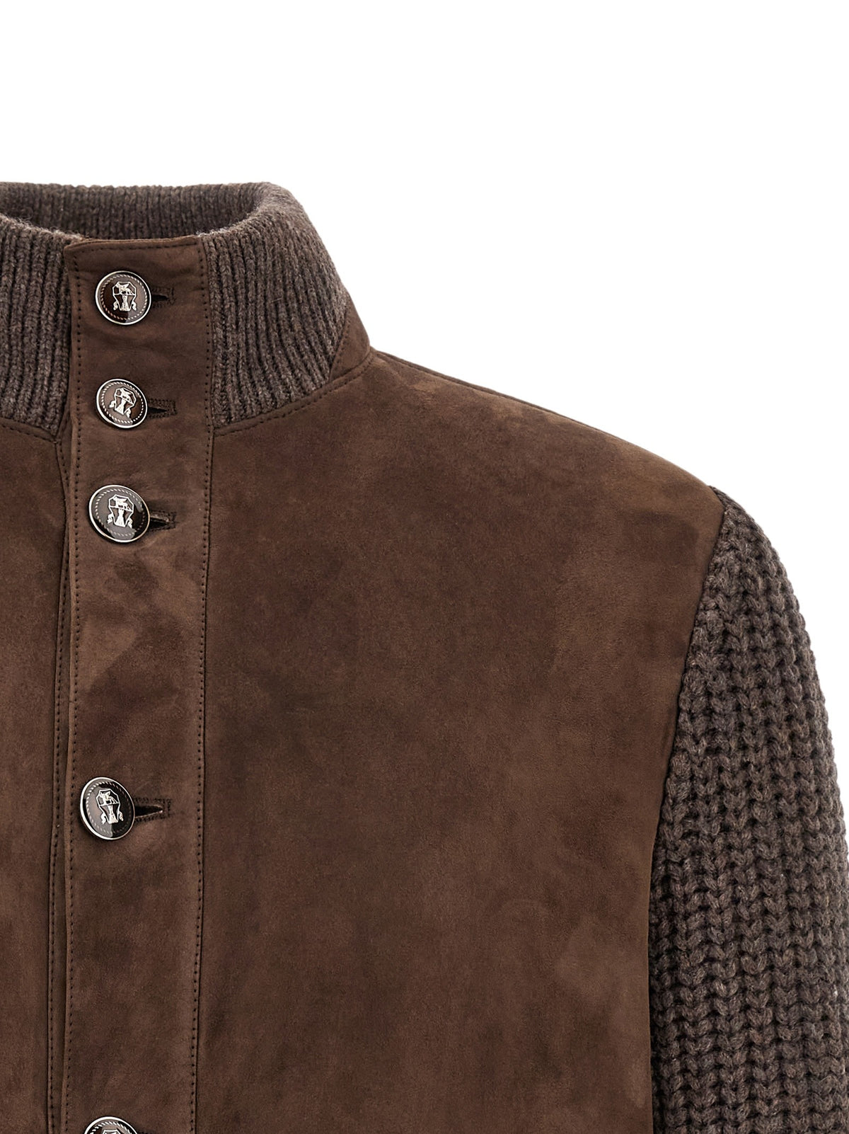 Brunello Cucinelli Suede Insert Jacket Brown