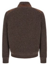 Brunello Cucinelli Suede Insert Jacket Brown
