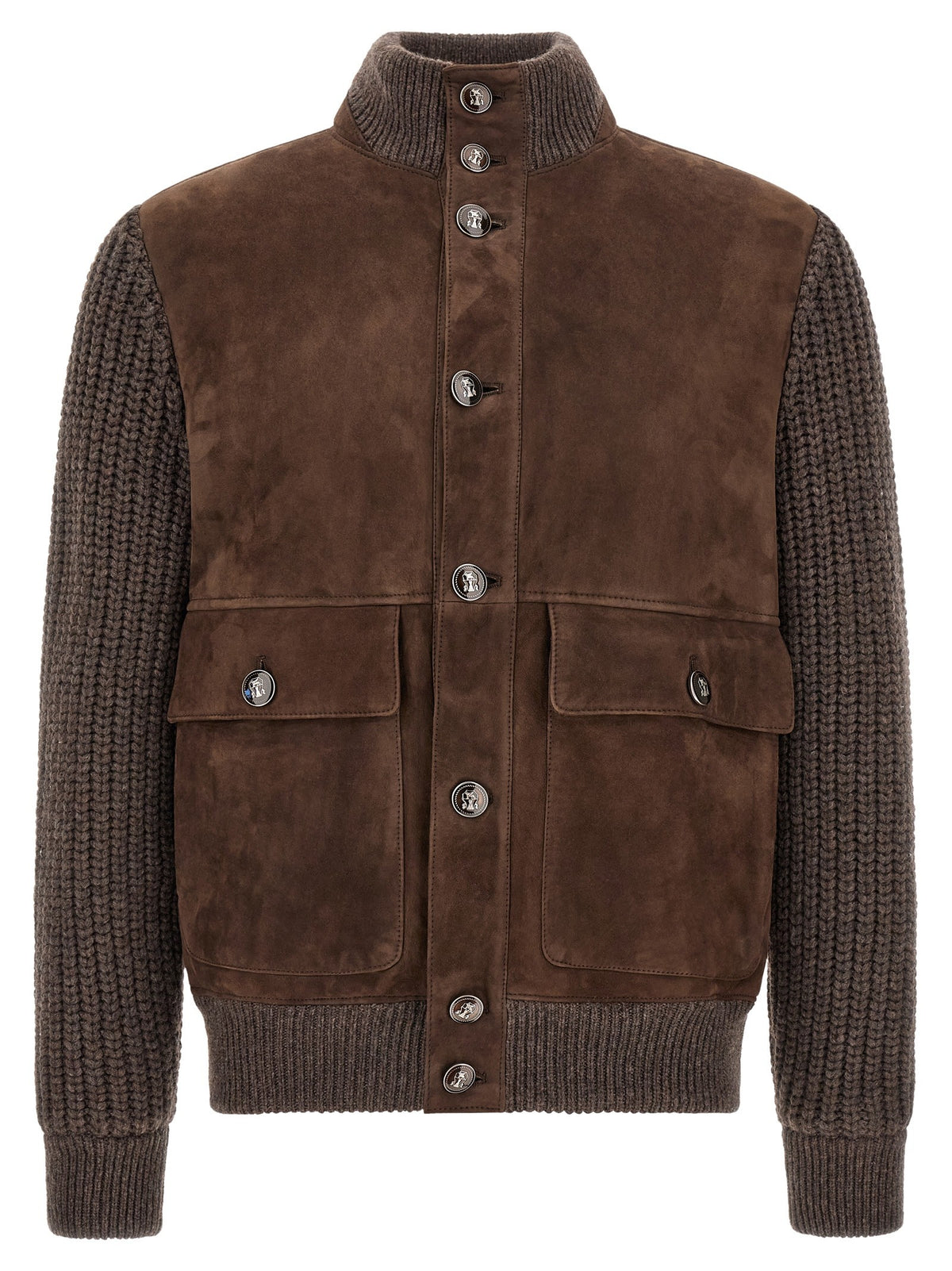 Brunello Cucinelli Suede Insert Jacket Brown