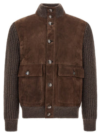 Brunello Cucinelli Suede Insert Jacket Brown