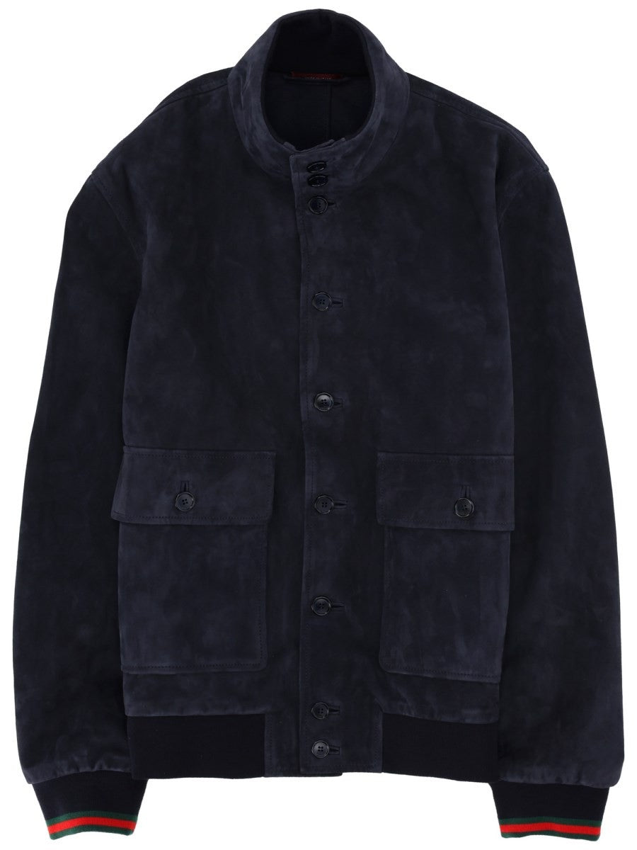 Gucci Men's Suede Jacket Blue