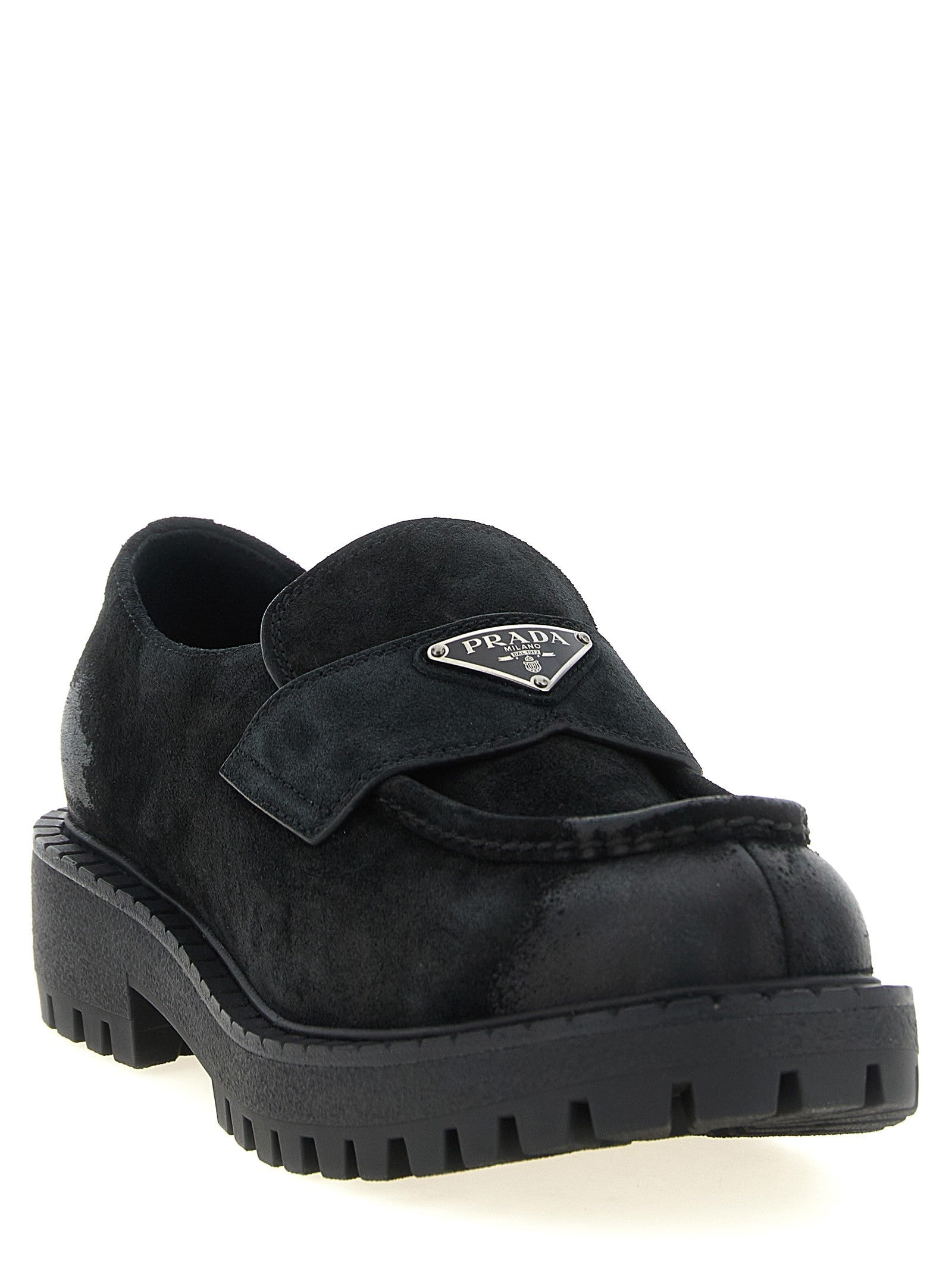Prada Suede Loafers Black