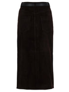 self-portrait Women's Suede Midi Skirt Brown, view 2