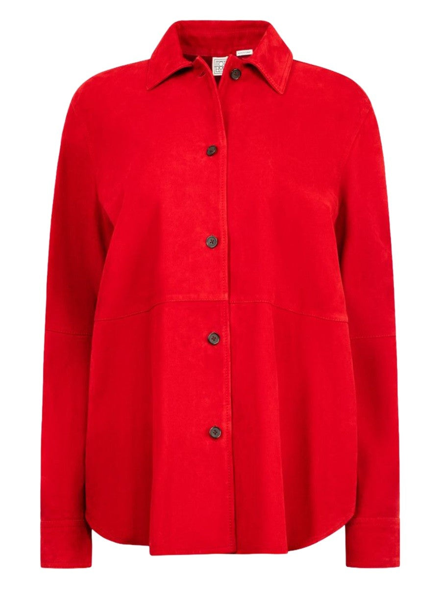 Toteme Women's Suede Overshirt Shirt Red