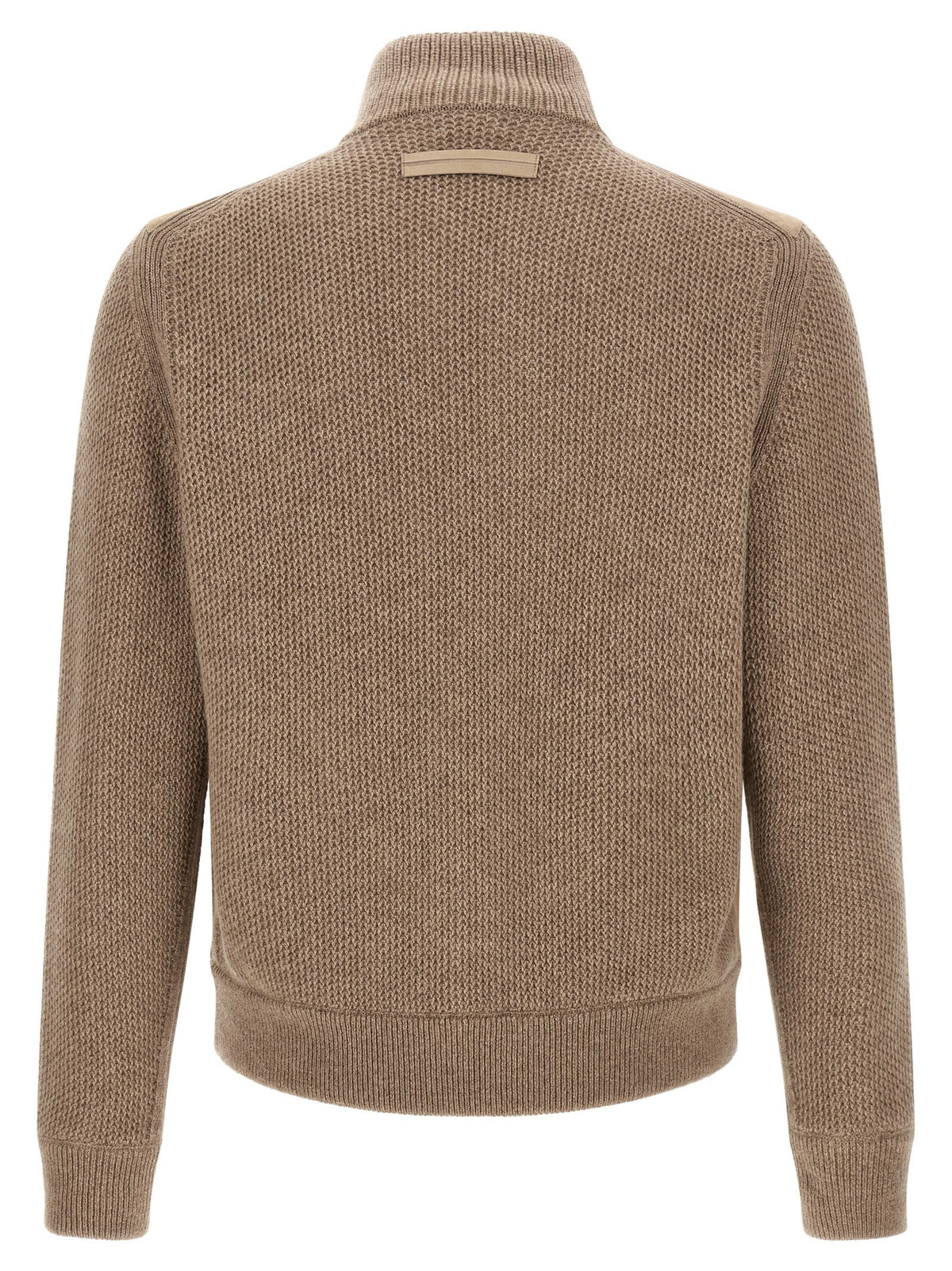 Zegna Suede Panel Cardigan Beige