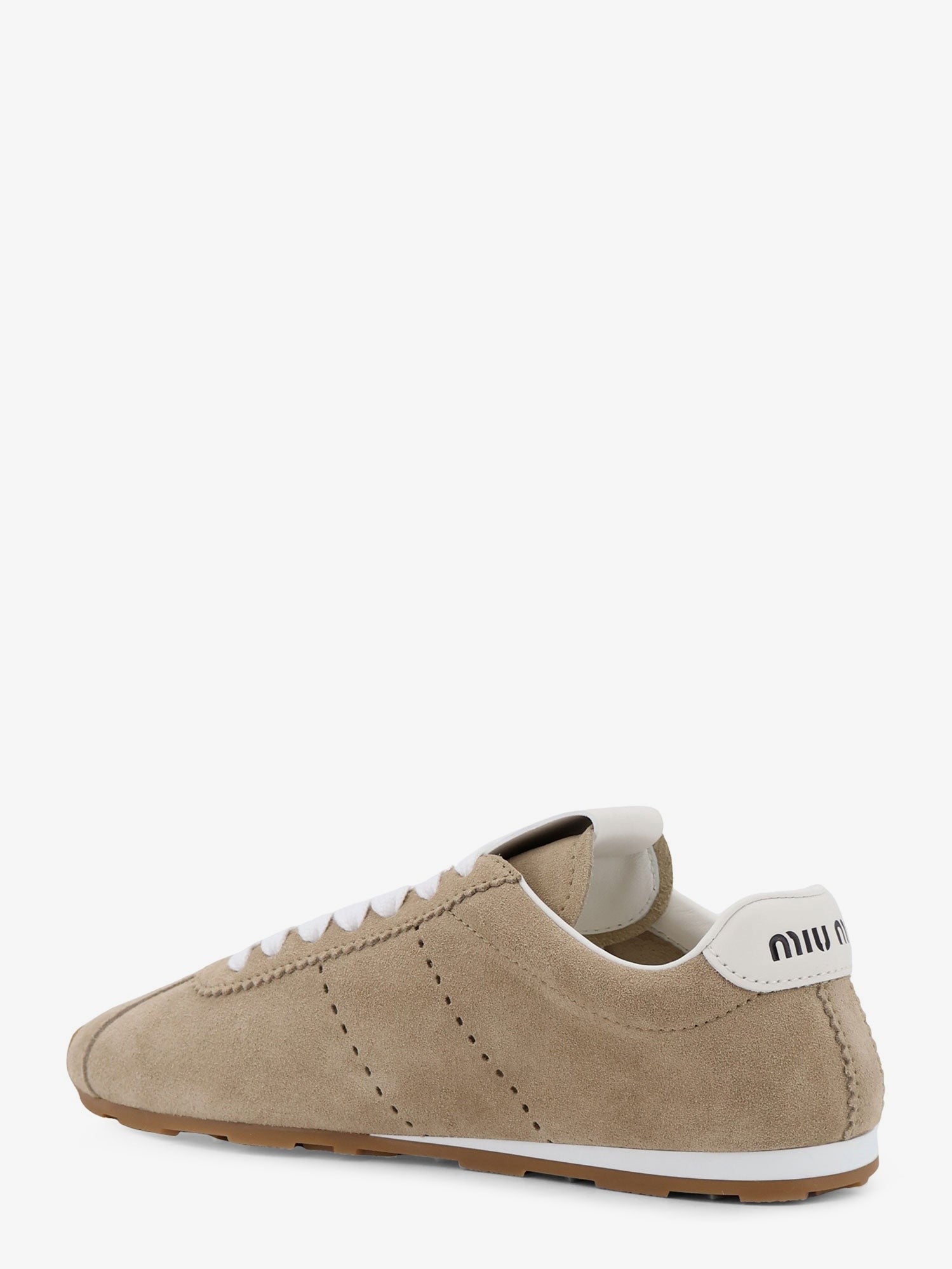 Miu Miu Women's Suede Plume Sneakers Beige
