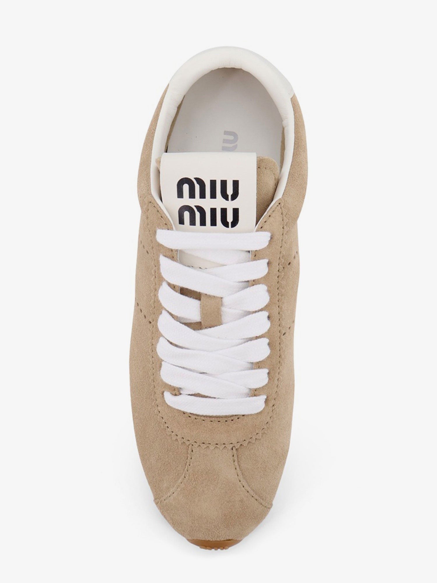 Miu Miu Women's Suede Plume Sneakers Beige
