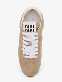 Miu Miu Women's Suede Plume Sneakers Beige