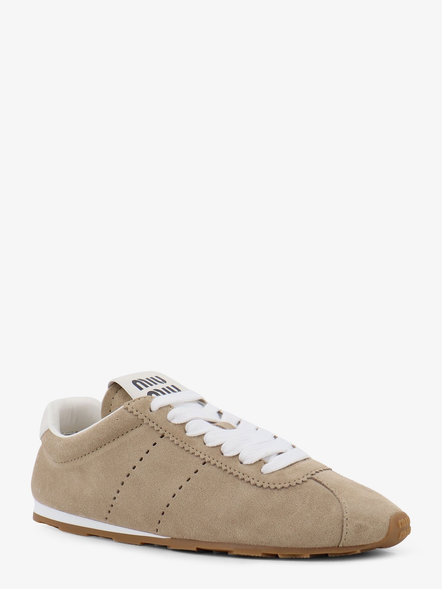 Miu Miu Women's Suede Plume Sneakers Beige