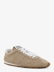 Miu Miu Women's Suede Plume Sneakers Beige