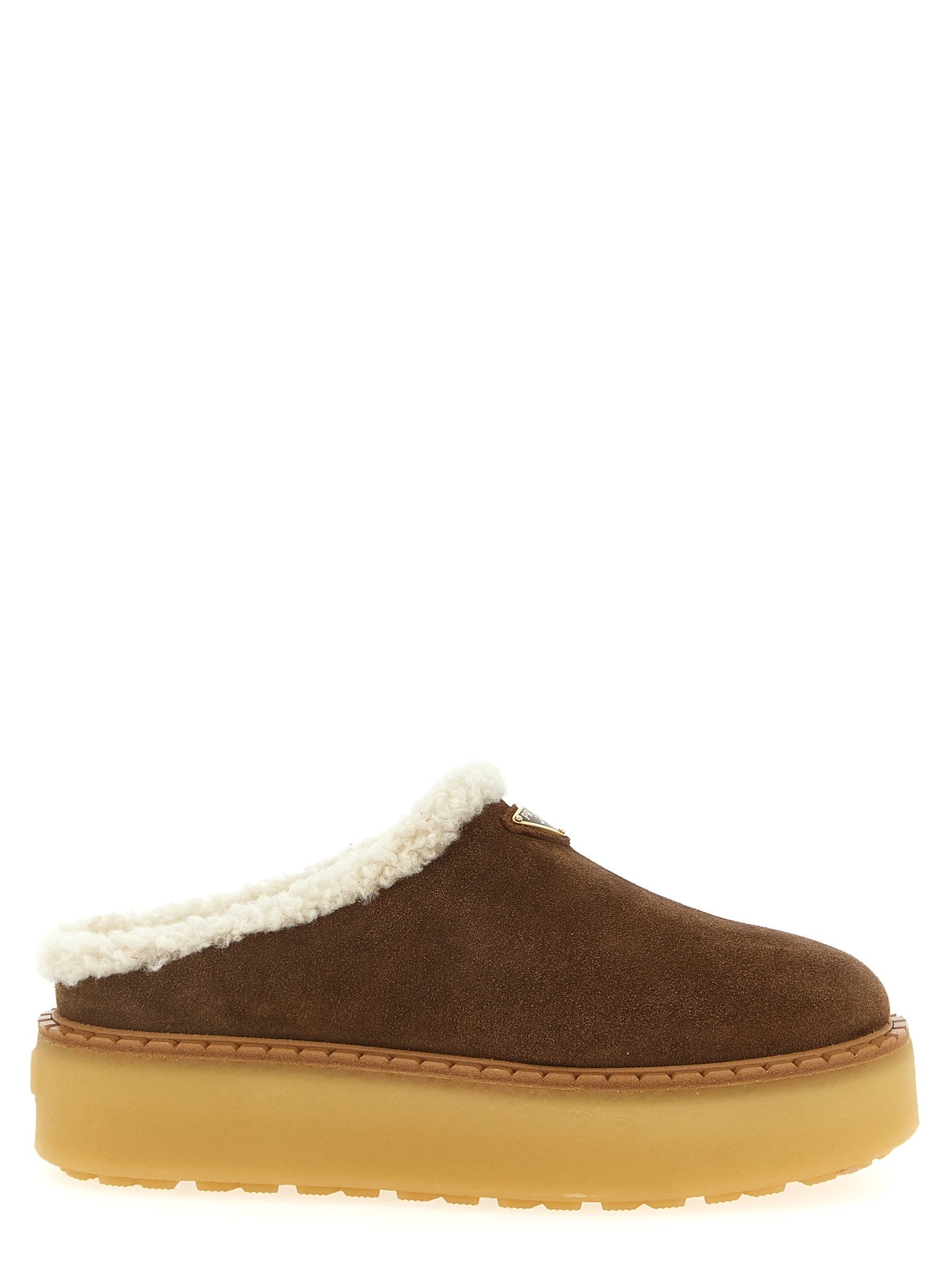 Prada Suede Sabots Brown