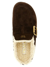 Prada Suede Sabots Brown