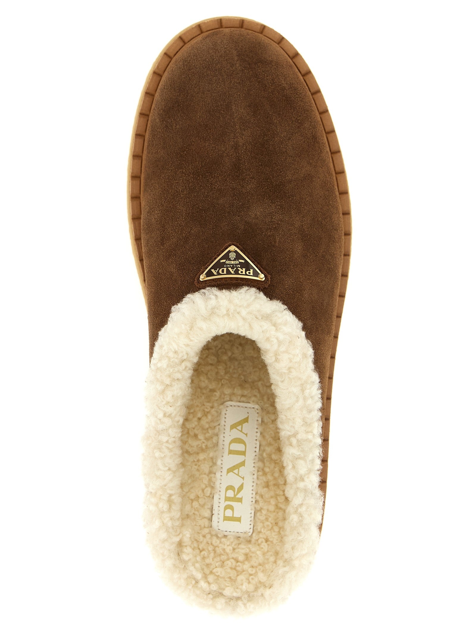 Prada Suede Sabots Brown