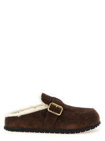 Prada Suede Sabots Brown