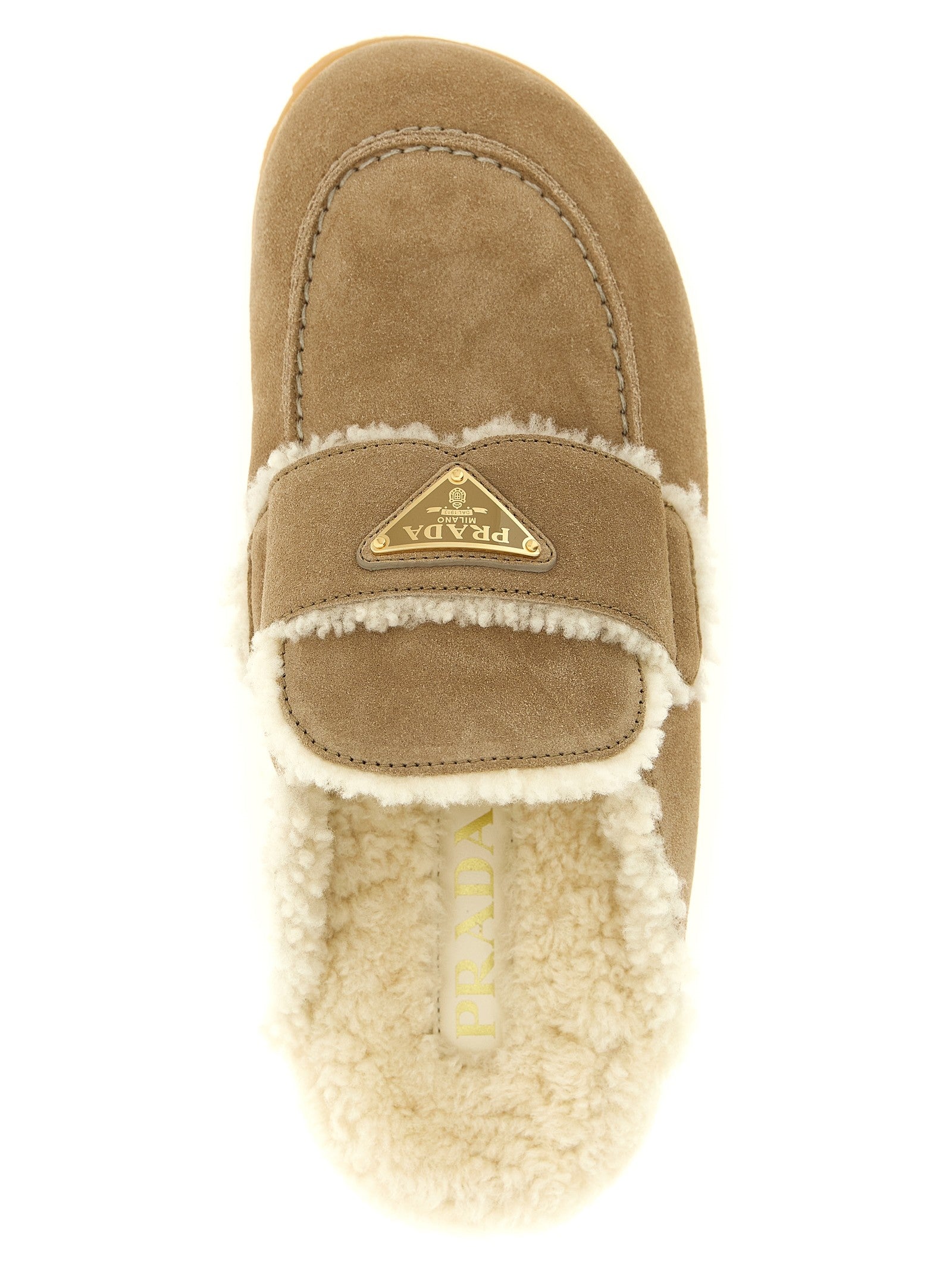 PRADA Suede Sabots Beige