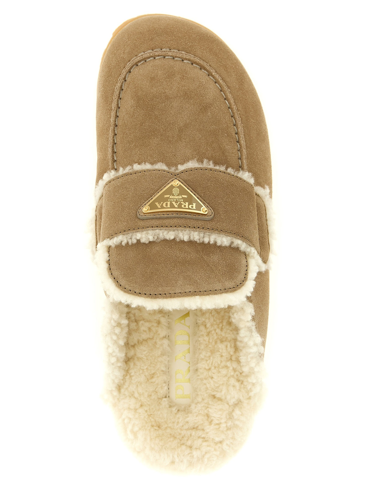 PRADA Suede Sabots Beige, view 4