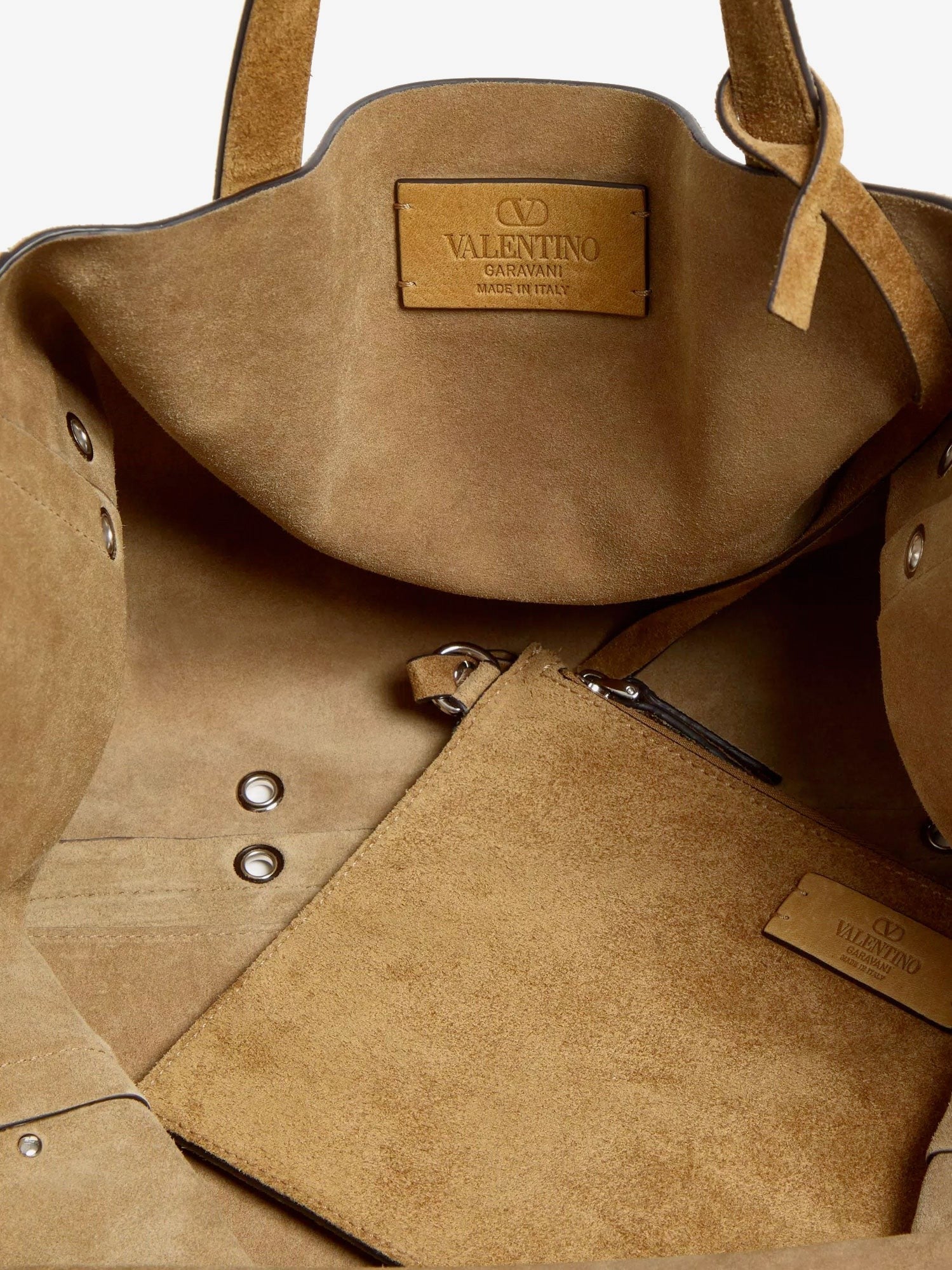 Valentino Men's Suede Shopping Bag Beige