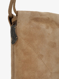 Brunello Cucinelli Women's Suede Shoulder Bag Beige