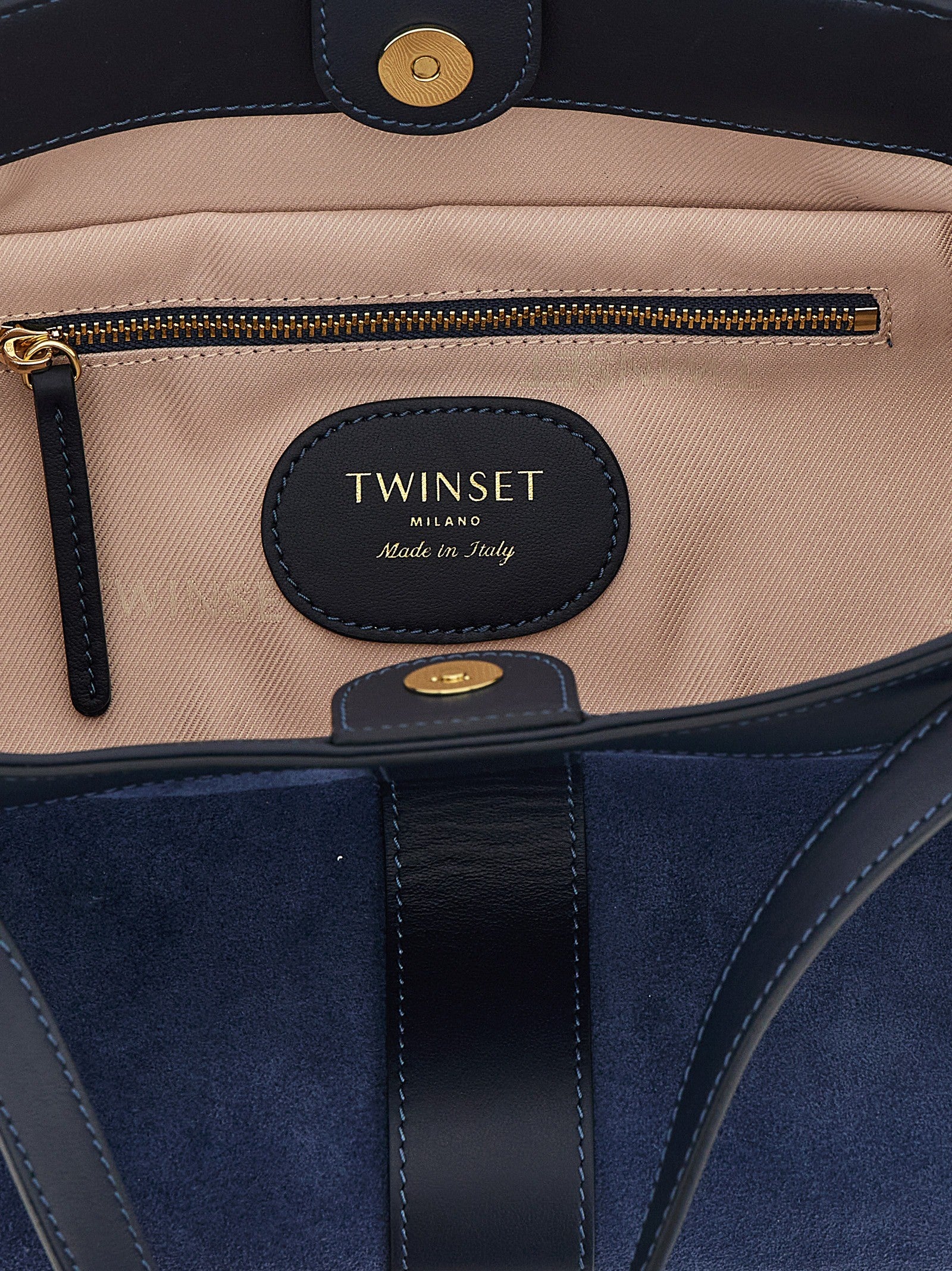 Twin Set Suede Shoulder Bag Blue